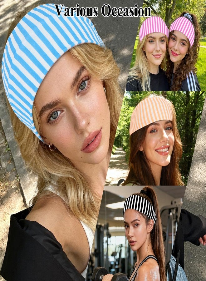 KIUEZIR 6PCS Wide Headband for Women Non Slip Fashion Striped Headband Elastic Stretchy Fashion Workout Yoga Hair Bands for Women's Hair Accessories - Image 4